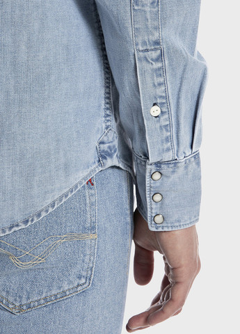 Голубой кэжуал, джинсовая рубашка однотонная Replay