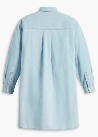 Голубое джинсовое, кэжуал платье рубашка Levi's однотонное