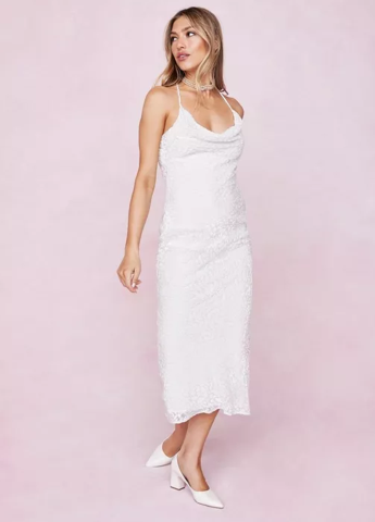 Белое коктейльное платье с открытой спиной Nasty Gal однотонное