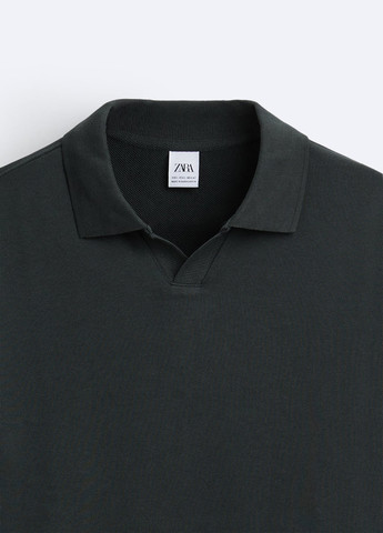 Свитшот Zara - Прямой крой однотонный зеленый кэжуал хлопок, трикотаж - (281350215)