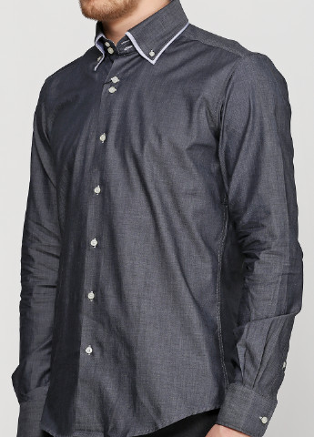 Темно-серая кэжуал рубашка однотонная OVS с длинным рукавом