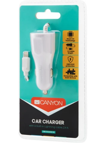 Зарядний пристрій 1xUSB car adapter (CNE-CCA033W) Canyon (216637726)