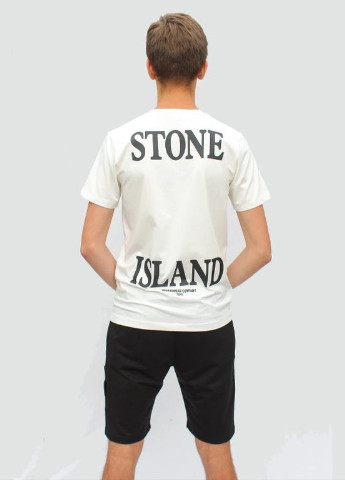 Белая футболка мужская с коротким рукавом Stone Island