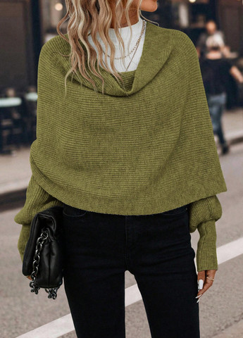 Оливковий (хакі) демісезонний светр SHEIN