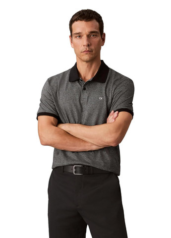 Черная футболка-поло для мужчин Calvin Klein в клетку