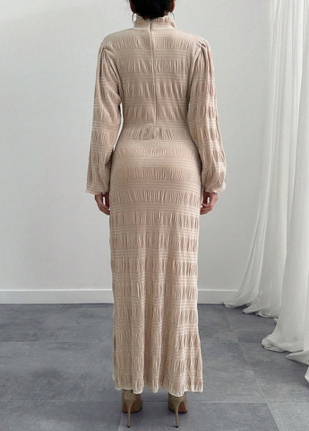 Бежевое кэжуал платье SHEIN однотонное