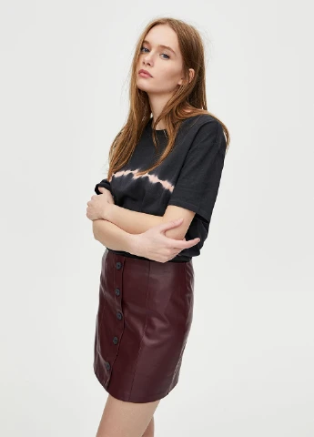 Темно-бордовая кэжуал однотонная юбка Pull & Bear