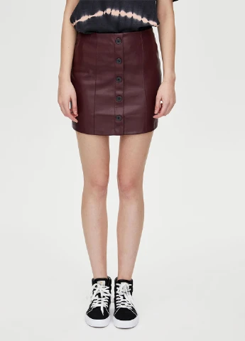 Темно-бордовая кэжуал однотонная юбка Pull & Bear