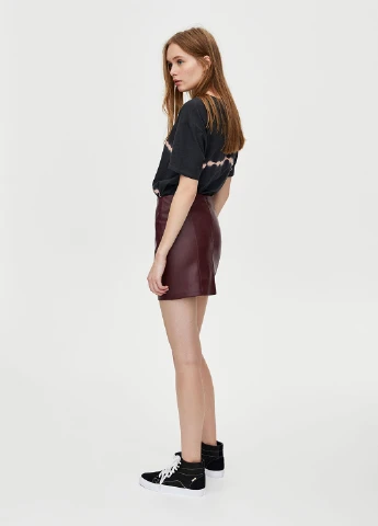 Темно-бордовая кэжуал однотонная юбка Pull & Bear