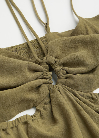 Оливковое (хаки) кэжуал платье клеш H&M однотонное