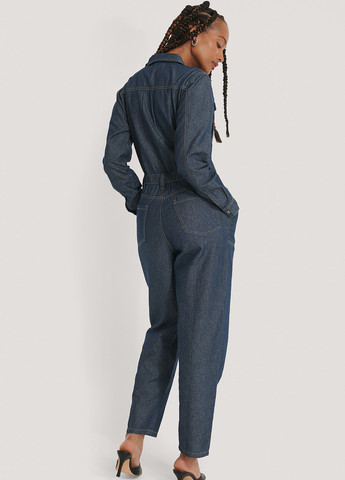 Комбінезон NA-KD комбінезон-брюки однотонний синій джинсовий бавовна
