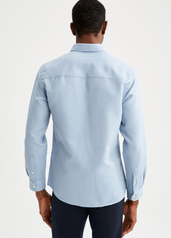 Светло-голубой кэжуал рубашка однотонная DeFacto