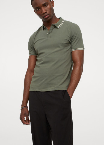 Оливковая (хаки) футболка-футболка поло для мужчин H&M