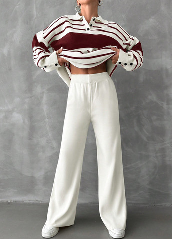 Білий демісезонний комплект (светр, штани) SHEIN