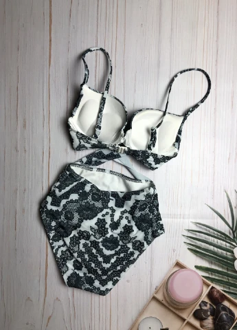Сірий літній цілісний купальник роздільний Asos