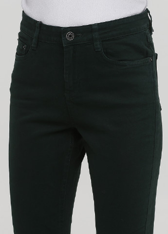 Темно-зеленые джинсовые демисезонные зауженные, укороченные брюки Jennyfer
