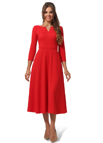 Красное кэжуал платье клеш Lada Lucci однотонное