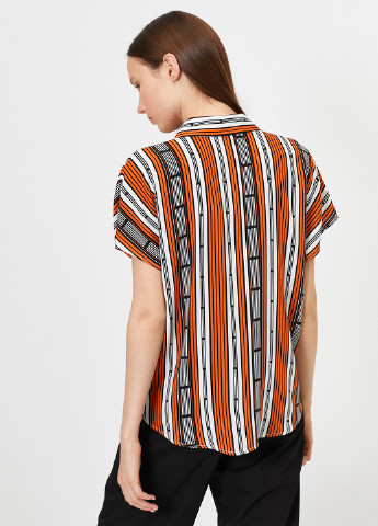 Оранжевая кэжуал рубашка с геометрическим узором KOTON