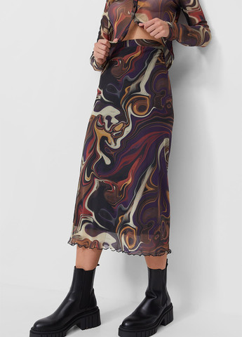 Разноцветная кэжуал с абстрактным узором юбка Stradivarius карандаш