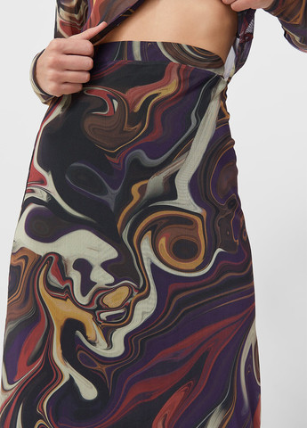 Разноцветная кэжуал с абстрактным узором юбка Stradivarius карандаш