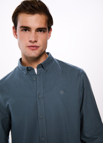 Серо-зеленая кэжуал, классическая рубашка однотонная Springfield