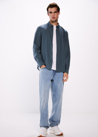 Серо-зеленая кэжуал, классическая рубашка однотонная Springfield