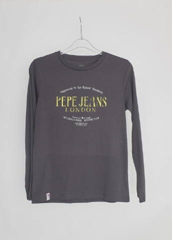 Темно-серый демисезонный кэжуал лонгслив Pepe Jeans с надписями