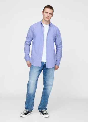 Голубой кэжуал рубашка однотонная Gap