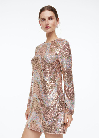 Золотой коктейльное платье H&M с абстрактным узором