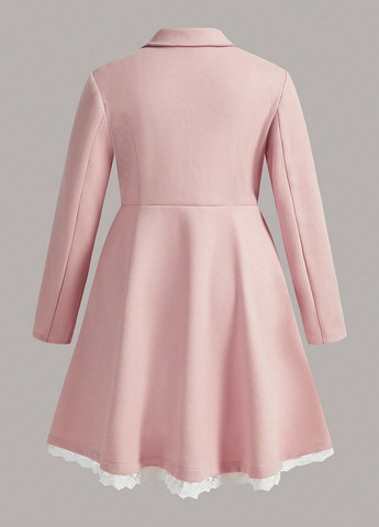 Розовое демисезонное Пальто двубортное SHEIN