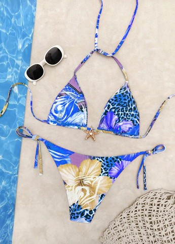 Комбинированный летний купальник (лиф, трусики) буркини, раздельный SHEIN