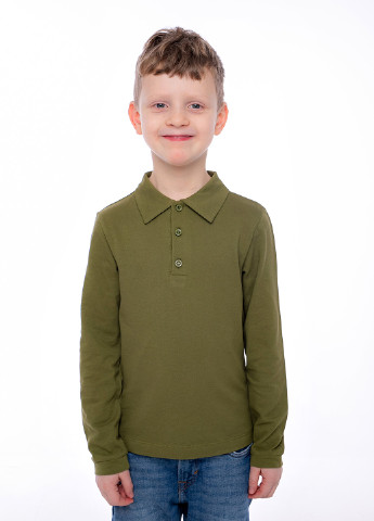 Оливковая (хаки) детская футболка-поло для мальчика Vidoli однотонная