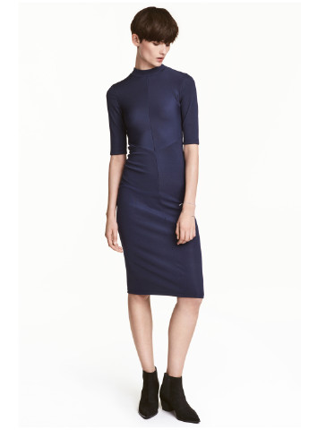 Темно-синя кежуал сукня сукня-водолазка H&M однотонна