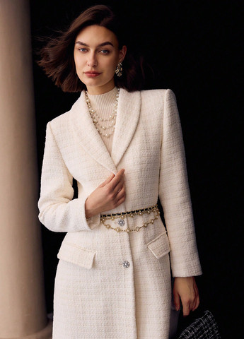 Молочне зимнє Пальто однобортне SHEIN