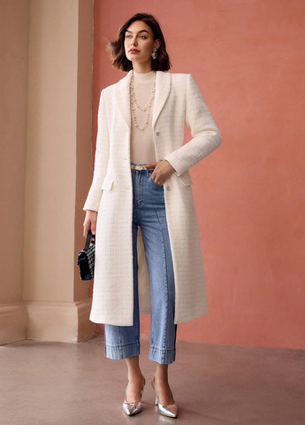 Молочне зимнє Пальто однобортне SHEIN