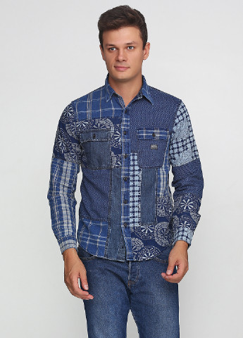 Синяя кэжуал рубашка с абстрактным узором Ralph Lauren с длинным рукавом