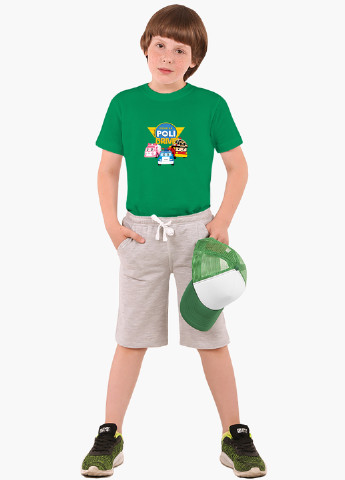 Зелена демісезонна футболка дитяча робокар полі (robocar poli) (9224-1617) MobiPrint