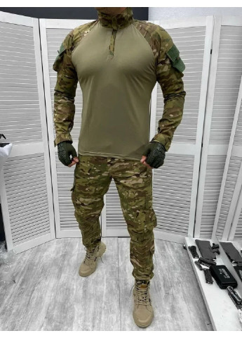 Оливковый (хаки) демисезонный мужской армейский костюм мультикам для всу (зсу) tactical тактическая форма убакс и брюки турция xxl 7285 No Brand