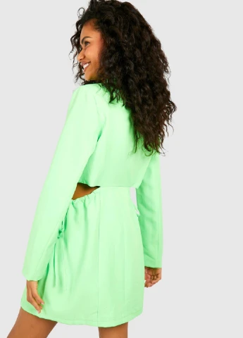 Кислотно-зеленое кэжуал платье на запах Boohoo однотонное