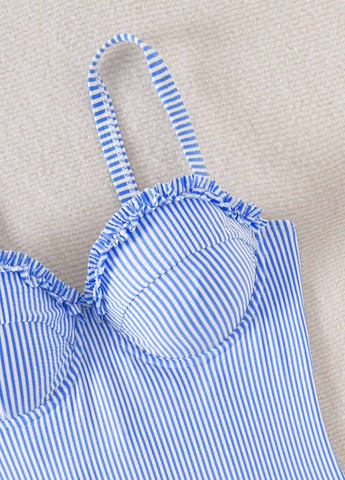 Светло-синий летний купальник слитный, майо SHEIN