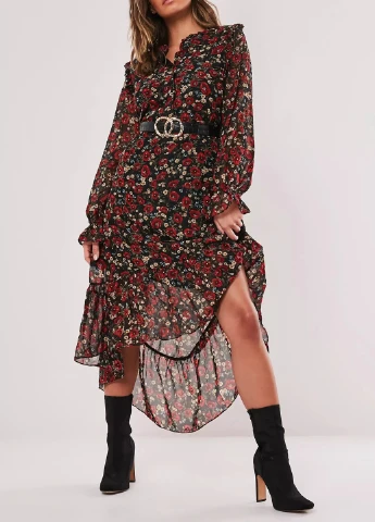 Чорна кежуал плаття, сукня Missguided з квітковим принтом