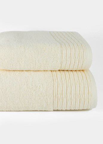 Рушник махровий Sydney, однокольоровий, жакардовий, з бордюром, кремовий, розмір 50x90 см Bulgaria-Tex бежевий