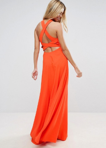 Оранжевое вечернее платье с открытой спиной Asos однотонное
