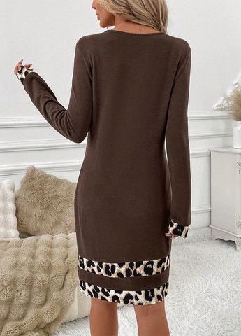 Коричнева кежуал сукня а-силует SHEIN леопардовий