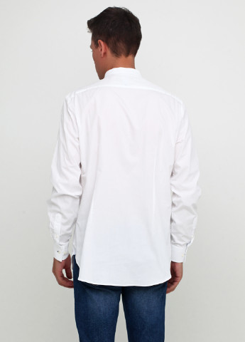 Белая кэжуал рубашка однотонная Zara с длинным рукавом