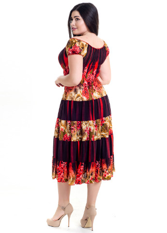 Кирпичное кэжуал платье Natali с абстрактным узором