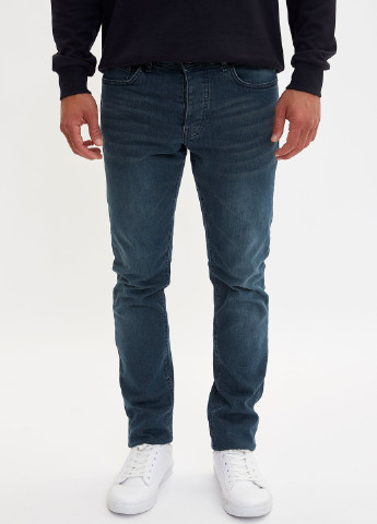 Темно-синие демисезонные слим джинсы DeFacto