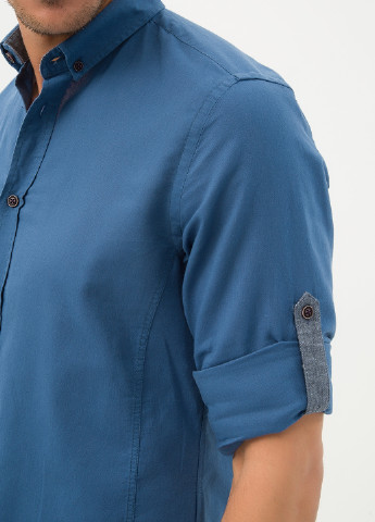 Темно-голубой классическая рубашка однотонная KOTON