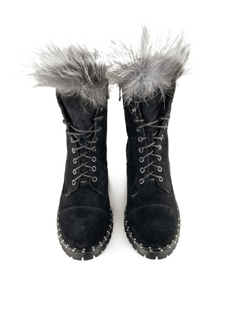 Зимние высокие зимние ботинки замшевые черные с мехом Brocoli из натуральной замши