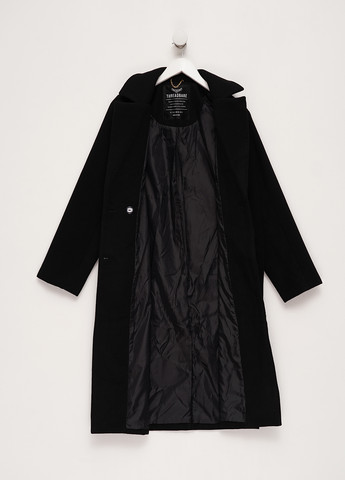 Черное демисезонное Пальто двубортное Threadbare
